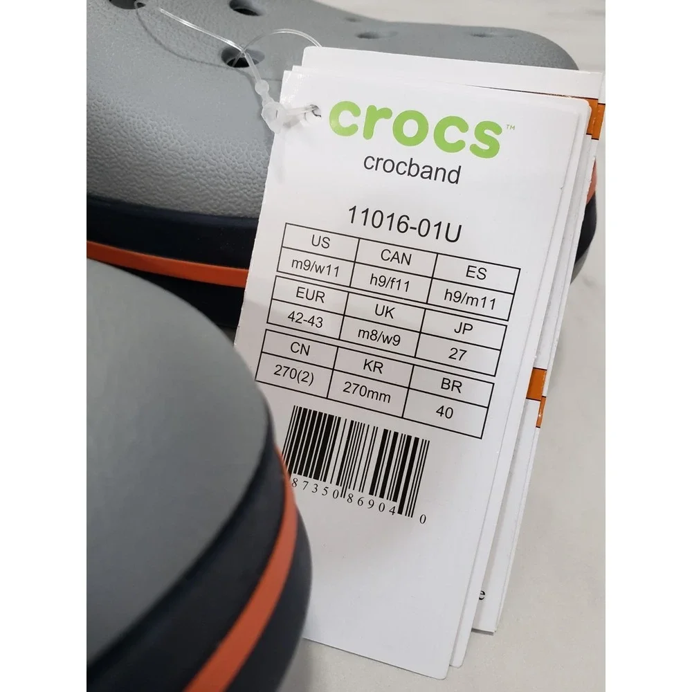 NEW MENS 9 CROCS Crocband Clog Gray Black Orange  11016-01U